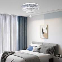 Moderno K9 cristal gota de lluvia candelabro iluminación para comedor, baño, dormitorio, sala de estar, empotrado LED candelabro (cristal de techo 3) - Color de cromo - Ver 2