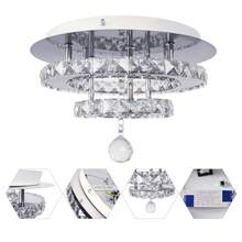 Moderno K9 cristal gota de lluvia candelabro iluminación para comedor, baño, dormitorio, sala de estar, empotrado LED candelabro (cristal de techo 3) - Color de cromo - Ver 5