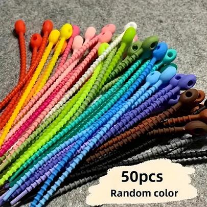 10/15/20/30/50 chiếc 120mm Vỏ bọc cáp silicon màu ngẫu nhiên Hộp đựng cáp silicon Bộ dụng cụ quấn cáp tai nghe, Quà tặng sinh nhật/Phục sinh/Ngày Tổng thống/Bạn trai/Bạn gái