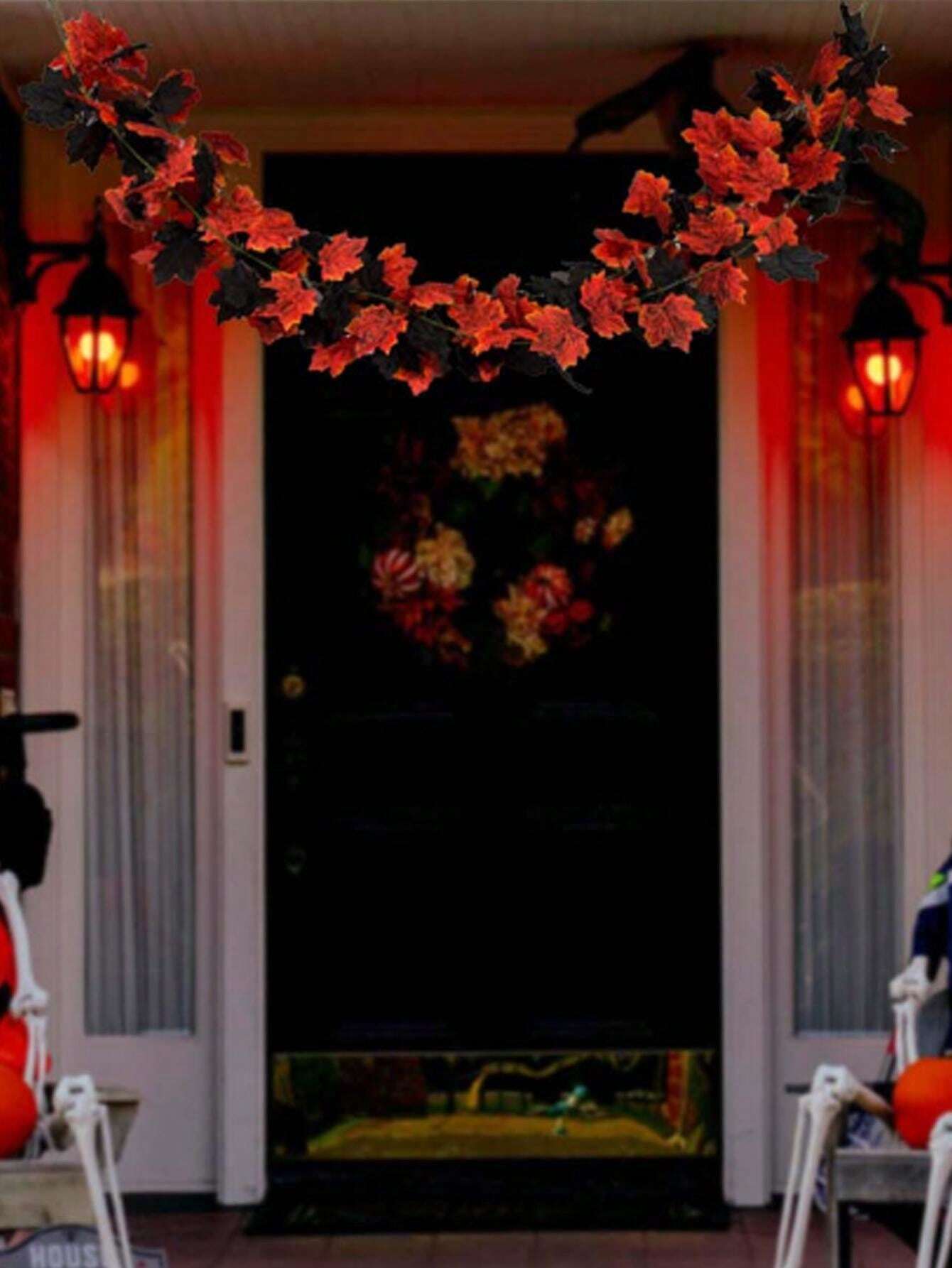 1pc, Fall Decor Maple Leaf Garland, Door Decorations Halloween Garland