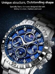 Sports Men Watch Waterproof Chronograph Men's Watches Luminous Stainless Steel Luxury Watch For Man Quartz +Box,1PC