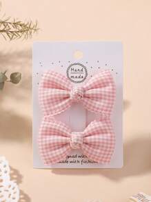 2pcs Light Pink Kids' Bow Hair Clip, Simple & Fresh Festive Girls' Ponytail Clip, Hair Accessory For Back To School Season
