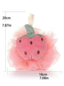 1pc Cute Fruit Shaped Bath Sponge For Kids, Soft & Skin-Friendly Baby Bathing Loofah With Ribbon - Multicolor - View 2