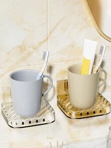 1 pieza Estante de almacenamiento de baño montado en la pared, soporte para jabonera, escurridor de jabón, sin perforación, diseño de drenaje hueco, caja organizadora de baño, separación de artículos de tocador, accesorios de baño.