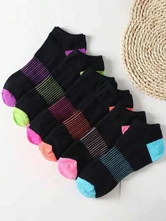 5/6 Pairs Women's Ankle Socks, Moisture-Wicking Soft Multi-Color Comfortable Versatile All Season