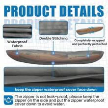 Umbrauto Kayak Cover Canoe Cover 600D Polyester Paddle Board Cover Fishing Boat Cover Outdoor Storage Waterproof UV Protection Dust, Gray - Grey - View 4