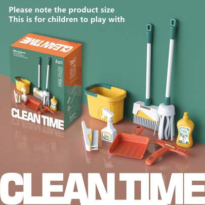 Kids' Pretend Play Cleaning Toy Set With Vacuum, Broom, Mop, Cleaning Car, Tool Kit For Cleaning And Housekeeping