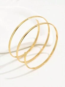 1pc Fashionable Minimalist Metal Triple-Line Flattened Arm Cuff For Women, Versatile For Summer Vacation Party Jewelry Design - Armband - View 2