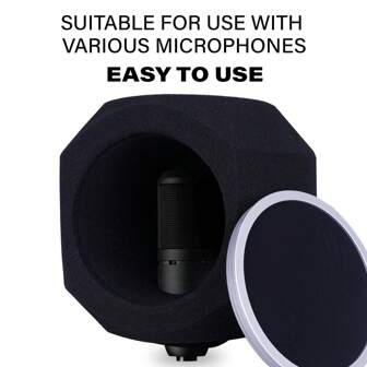 1 Pc Microphone Windscreen Pop Filter With Mic Stand&Phone Holder,Recording Shield,Mic Isolation Ball Sound-Absorbing Foam Windscreen For Large Mic, Studio Equipment Indoor & Outdoor Recording