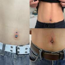 6Pcs/Sets Belly Button Piercing Kit,Piercing Needle Navel Piercing Kit Belly Button Ring 14 Gauge Piercing Needle - Orange - View 9