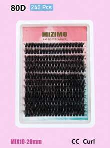 12 排 240 簇 C/D/DD 卷曲蓬松假睫毛 60D 80D 100D 120D 160D 分段睫毛，加热貂皮效果延长睫毛，混合长度 12-20 毫米