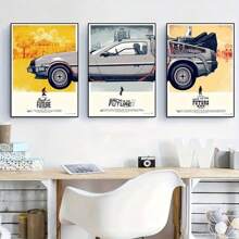 3 pièces/ensemble d'art mural en canevas imperméable sans cadre, décoration murale minimaliste moderne, affiche de film classique retour vers le futur, idéale pour le salon, la chambre à coucher, la salle de bain, le couloir du bureau, la décoration murale de fond de canapé, la décoration de la maison, l'esthétique de la pièce