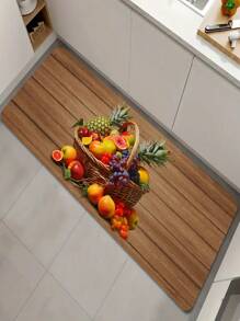 1pc Beautiful Fruit Pattern Kitchen Mat, Fresh Food Motif Throw Carpet, Polyester  Entrance Pad, Durable Bathroom Rug, For Home Room Supplies Art Spring Decor Gift Shower Supplies Entryway Sofa Seat Floating Window