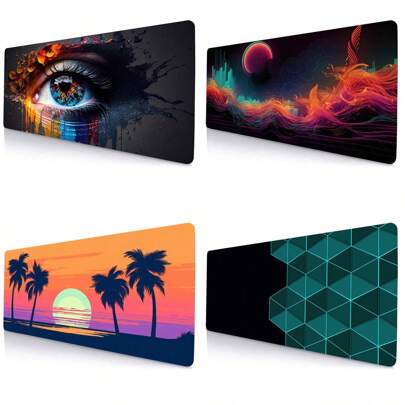 1 件装，眼睛、海滩日落、花鸟现代艺术 3D 打印防滑游戏办公鼠标垫，桌面垫，4 种尺寸可选，办公桌配件，办公用品，办公桌配件，鼠标垫，桌面鼠标垫