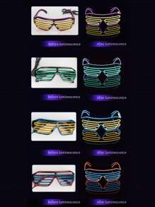 1 副无线 LED 百叶窗眼镜（带电池），荧光发光眼镜，适用于舞台表演、派对、夜总会，女士时尚眼镜，女士太阳镜，秋冬服装海滩配饰，复古 Y2k 基本款商务休闲礼品，适合夏季海滩度假、户外、旅行 - 彩色 - 查看 10