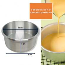 5 Moldes Redondos Para Pastel 10 Cm de Diametro y 5 Cm Alto - Plateado - Ver 2