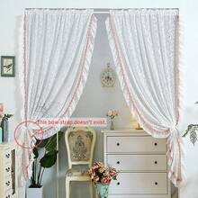 1Panel Viền ren trắng kiểu Pháp với bóng tóc màu hồng Rèm ren hoa trắng cho phòng khách Phòng công chúa, Rèm cà phê cho nhà bếp, Trang trí nội thất - trắng - Xem 3