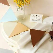 1 pieza Decoraciones de fiesta con gallardetes de papel Fonder Mols, café y dorado, banderas triangulares guirnalda para fiesta de género neutro, cumpleaños, ducha, fondo de pared - Multicolor - Ver 6
