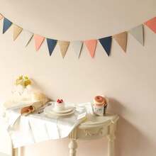 1 pieza Decoraciones de fiesta con gallardetes de papel Fonder Mols, café y dorado, banderas triangulares guirnalda para fiesta de género neutro, cumpleaños, ducha, fondo de pared - Multicolor - Ver 9