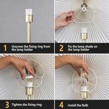 KUNJOULAM Pleated Floor Lamp, Gold Pole Floor Lamps, Simple Design Tall Lamp With Beige Lampshade, Standing Lamp For Living Room, Bedroom, Office, Home - 美規A型插(110-127V) - 查看 5