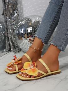 New Arrival Flower Beach Sandals Women's Plus Size Flat Casual Outdoor Slippers Open Toe Flip Flops Valentines,Spring Summer Outfits - Yellow - View 4