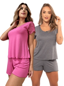 Eatifa Plus Size Nightgowns & Sleepshirts - 乾枯玫瑰色 - 查看 1