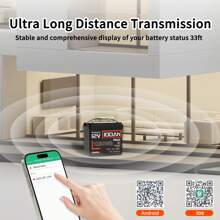 Humsienk A 12V 100Ah Mini BT LiFePO4 Battery Featuring A 350A Battery Monitor, Capable Of Up To 20,000 Cycles, And Delivering 1280W. This Compact Lithium Battery Includes Bluetooth Functionality, A 100A BMS, A Low-Temperature Cutoff, And A Mobile Phone App To Monitor The Battery's State Of Charge (SOC) Data - HS12V100AH100MINIBT & 350A 監視器 - 查看 3