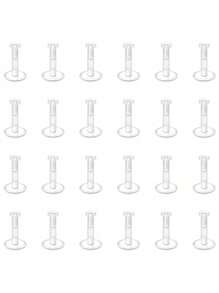 CIZME 24pcs Transparent Plastic Earrings, Sports Style, 16g Transparent Ear Cartilage Studs, Plastic Ear Cuff Cartilage Studs, Medusa Marilyn Studs, Transparent Lip Rings, Lip Studs, Work/Surgery Lip Studs - Clear - View 6