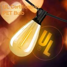 S14 LED Patio Light, Waterproof And Breakproof, 100 Feet Outdoor String Light With 24 Vintage Edison Bulbs, Linked Outdoor String Light For Porch, Backyard Cafe. - Warm white - View 9