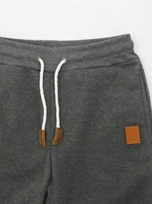 Men's Thermal Lined Jogger Pants With Elastic Waist And Drawstring - Dark Grey - View 5