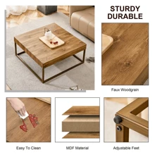 Modern Rectangular Coffee Table, Dining Table. MDF Desktop With Metal Legs. Suitable For Restaurants And Living Rooms. The Size :31.5"*31.5"*14.37".Fiah