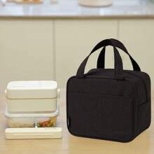 1入組個性化姓名午餐帶袋，輕便環保保溫午餐帶袋，食品手提袋盒配備升級厚實提手適用於男女，高容量旅行工作野餐袋 - 黑色 - 查看 10