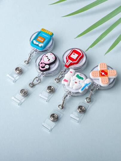 1pc Cartoon Nurse Badge Reel With Stethoscope, Mask, Medical Box, Teeth, Pills, And Nurses' Uniform Design, Retractable Badge Holder With Easy-To-Use Fastener, Cute Id Holder, Gift For Doctors And Nurses Car Accessories Bag Charm School Goth Y2k