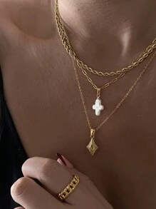 1 Stück europäischer und amerikanischer minimalistischer Hiphop Titan-Stahl Jungfrau Maria Kreuz Perlenkette, Schlangenketten passend für Frauen für jeden Tag, Dates, Musikfestivals, Hochzeiten, Neujahr, Valentinstag, Muttertag, Mutter, Muttertag, Geschenk