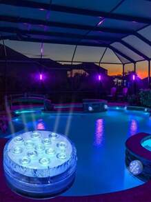 4/2/1pc Waterproof Submersible LED Lights, Outdoor Lights 16 Color Changing Christmas Lights Underwater Lights For Ponds Battery Operated ,Suitable For Night Swimming Home Parties,Outdoor Garden,Courtyard,Festival,Christmas,Weddin Party Decoration,Christmas Gift