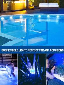 4/2/1pc Waterproof Submersible LED Lights, Outdoor Lights 16 Color Changing Christmas Lights Underwater Lights For Ponds Battery Operated ,Suitable For Night Swimming Home Parties,Outdoor Garden,Courtyard,Festival,Christmas,Weddin Party Decoration,Christmas Gift