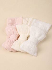 3 Stück Baby Mädchen süße weiche Jacquard Mesh Spitze Doppelschleife Stirnbänder, Boho Stil, geeignet für alle Jahreszeiten - Verschiedenfarbig - Übersicht 6