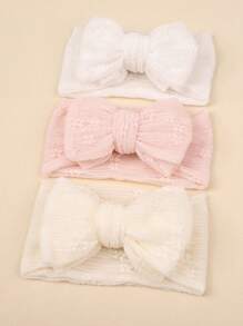 3 Stück Baby Mädchen süße weiche Jacquard Mesh Spitze Doppelschleife Stirnbänder, Boho Stil, geeignet für alle Jahreszeiten - Verschiedenfarbig - Übersicht 8