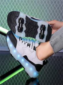 Nuevos patines de ruedas cuádruples de moda para exteriores para adolescentes y estudiantes - Negro - Ver 2