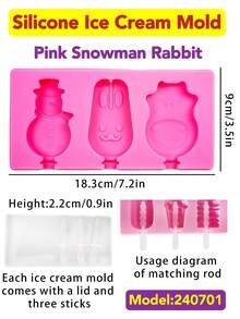 1pc Popsicle Mold, Silicone Cartoon Ice Cream/Ice Lolly/Ice Pop Maker For Homemade Cheese Ice Blocks - Multicolor - View 2