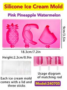 1pc Popsicle Mold, Silicone Cartoon Ice Cream/Ice Lolly/Ice Pop Maker For Homemade Cheese Ice Blocks - Multicolor - View 5