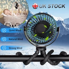 5000mA Clip On Fan USB Rechargeable Mini Cooling Desk Baby Stroller Portable NEW - Black - View 8