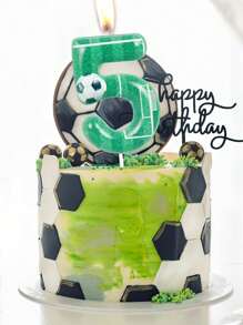 1 件绿草足球形数字 0-9 生日周年派对蛋糕装饰蜡烛，圣诞节 - 彩色 - 查看 2