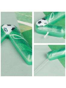 1 件绿草足球形数字 0-9 生日周年派对蛋糕装饰蜡烛，圣诞节 - 彩色 - 查看 5