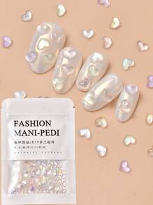 1 袋各式冰晶透明甜美酷炫迷你扁平心形 3D 糖果色树脂心形 DIY 美甲用品指甲饰品美甲宝石