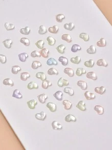 1 袋各式冰晶透明甜美酷炫迷你扁平心形 3D 糖果色树脂心形 DIY 美甲用品指甲饰品美甲宝石