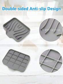 1入矽膠肥皂盤帶排水口，廚房水槽海綿架，淋浴浴室自排水條狀肥皂盒，廚房櫥櫃水槽儲物架，讓肥皂保持乾爽，易於清潔，浴室配件 - 彩色 - 查看 5