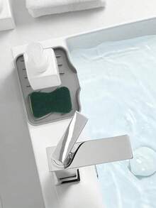 1入矽膠肥皂盤帶排水口，廚房水槽海綿架，淋浴浴室自排水條狀肥皂盒，廚房櫥櫃水槽儲物架，讓肥皂保持乾爽，易於清潔，浴室配件 - 彩色 - 查看 2