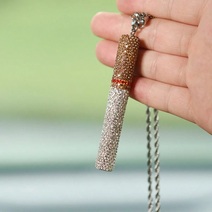 Car Rearview Mirror Pendant Cigarette With Rhinestone Inlay - Multicolor - View 1