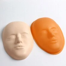 2pcs/Set 5D Face Tattoo Training Head, Silicone Practice Skin, Permanent Makeup Lip & Eyebrow Tattoo Skin Model, Face & Head Tattoo Accessories, Suitable For Makeup Beginners And Artists - Apricot - View 3